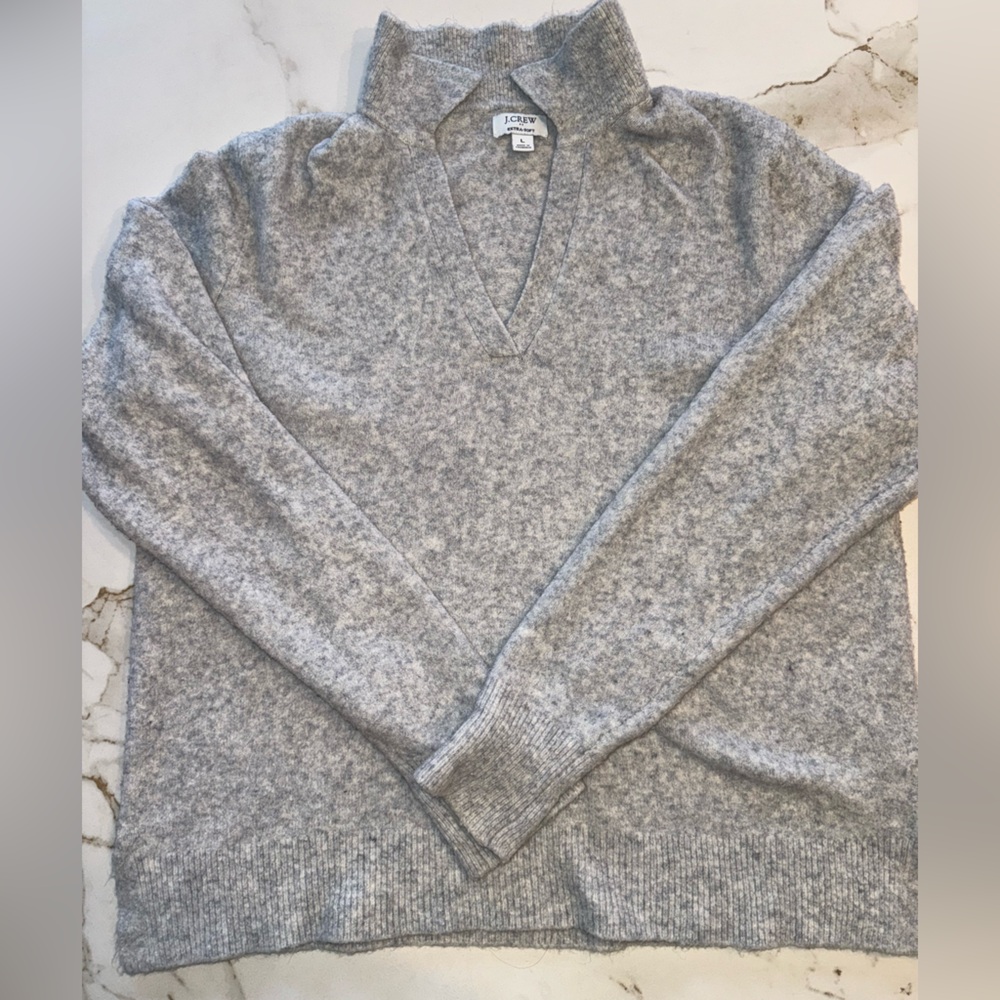 J. Crew Heather Gray V-Neck polo Sweater